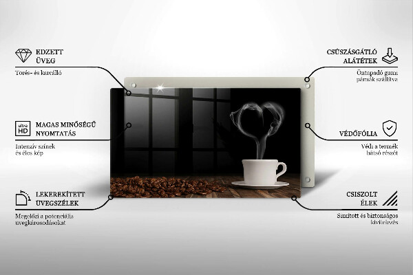 Placă sticla protectie aragaz Inimă de ceașcă de cafea