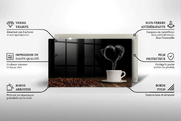 Placă sticla protectie aragaz Inimă de ceașcă de cafea