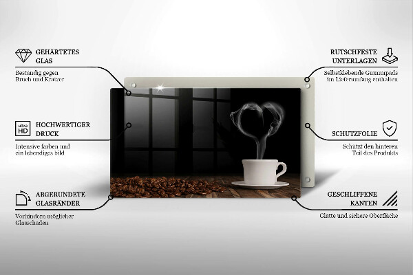 Placă sticla protectie aragaz Inimă de ceașcă de cafea