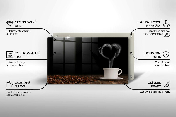 Placă sticla protectie aragaz Inimă de ceașcă de cafea