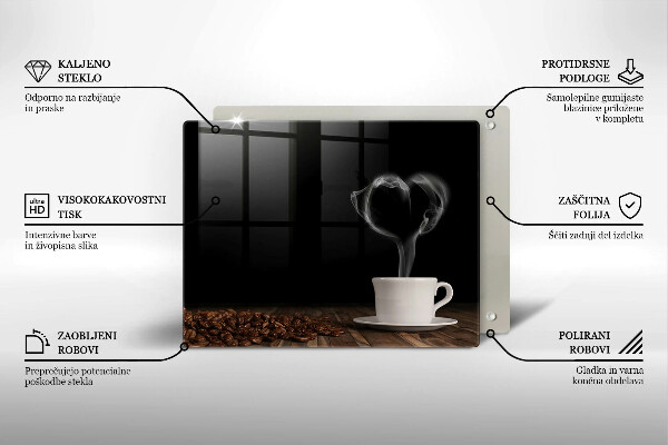 Placă sticla protectie aragaz Inimă de ceașcă de cafea