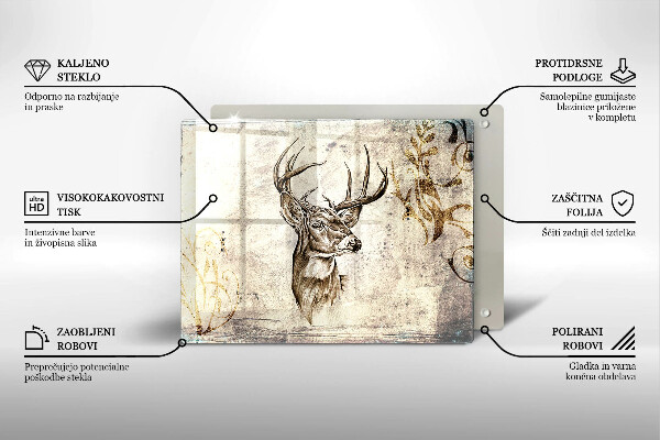 Placă sticla protectie aragaz Ilustrație de animale de cerb