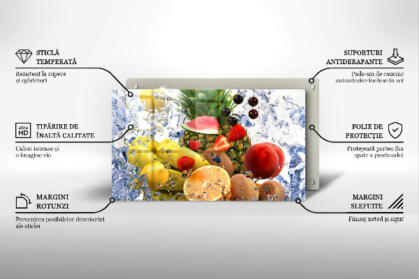 Placă sticla protectie aragaz Fructe suculente și apă