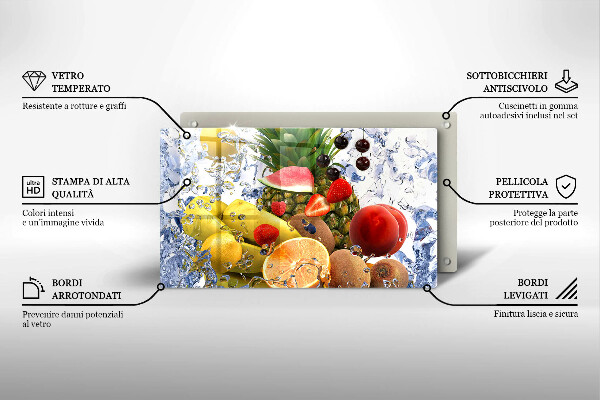 Placă sticla protectie aragaz Fructe suculente și apă