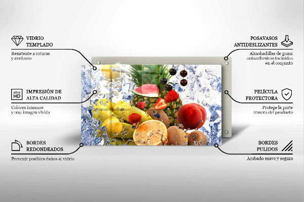 Placă sticla protectie aragaz Fructe suculente și apă