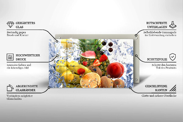 Placă sticla protectie aragaz Fructe suculente și apă