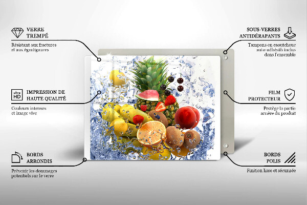 Placă sticla protectie aragaz Fructe suculente și apă