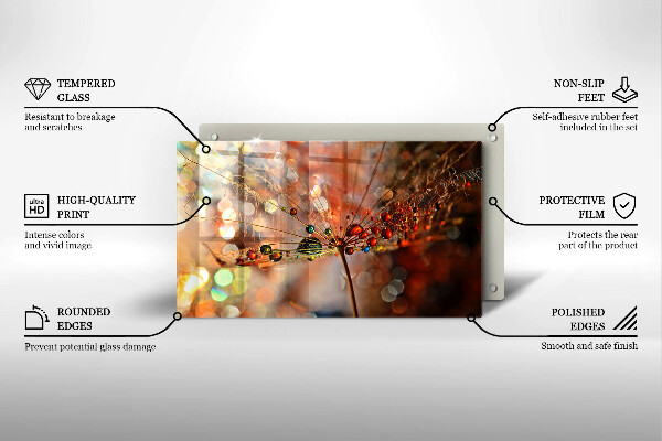 Placă sticla protectie aragaz Păpădie umedă