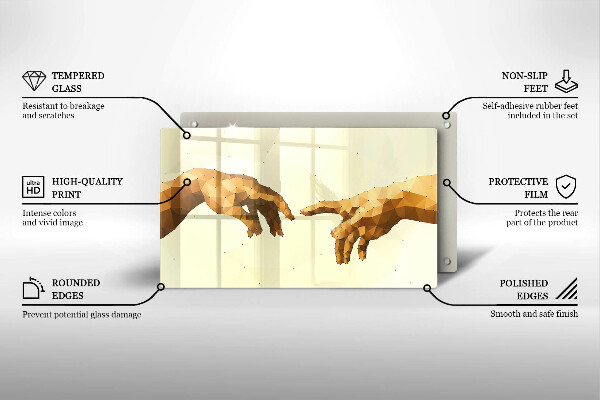 Placă sticla protectie aragaz Crearea mâinilor lui adam