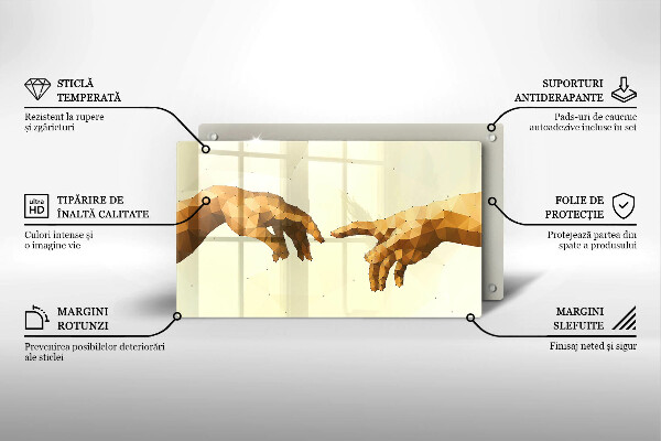 Placă sticla protectie aragaz Crearea mâinilor lui adam