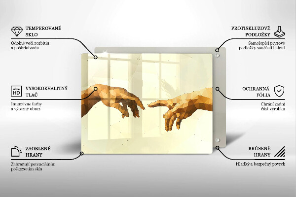 Placă sticla protectie aragaz Crearea mâinilor lui adam