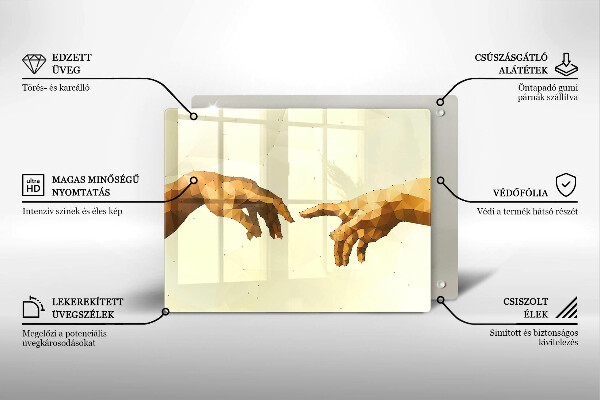 Placă sticla protectie aragaz Crearea mâinilor lui adam