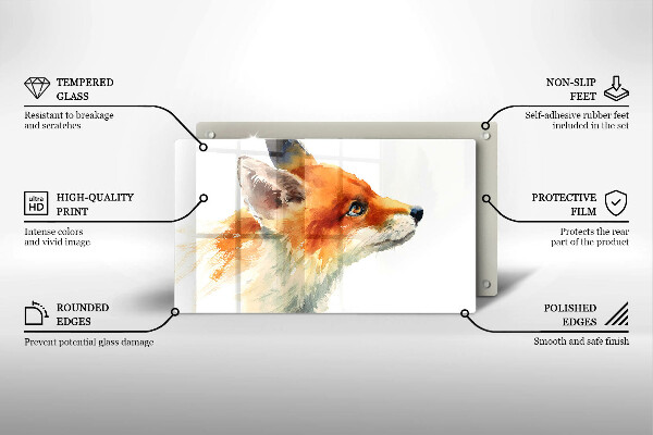 Placă protecție plita Vulpe pictată