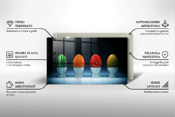 Placă sticla protectie aragaz Ouă de fructe abstracte