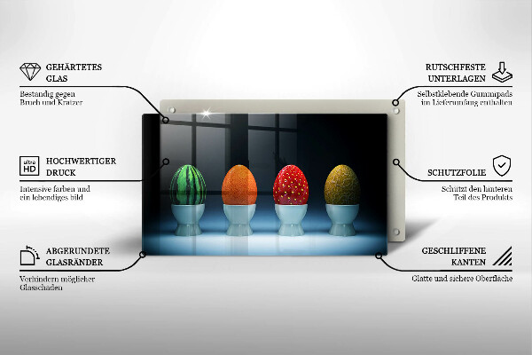 Placă sticla protectie aragaz Ouă de fructe abstracte