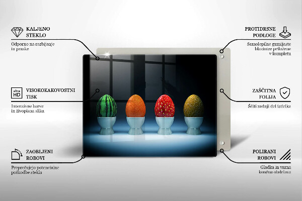 Placă sticla protectie aragaz Ouă de fructe abstracte