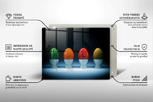 Placă sticla protectie aragaz Ouă de fructe abstracte