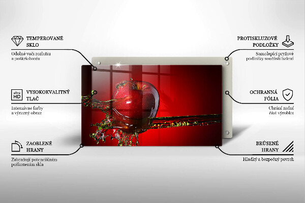 Placă sticla protectie aragaz Fructe de măr în apă