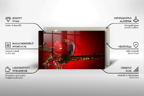 Placă sticla protectie aragaz Fructe de măr în apă
