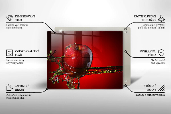 Placă sticla protectie aragaz Fructe de măr în apă