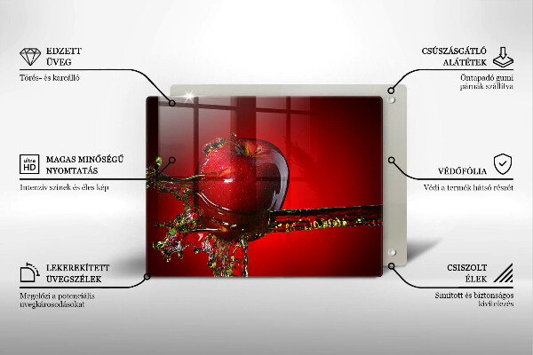 Placă sticla protectie aragaz Fructe de măr în apă