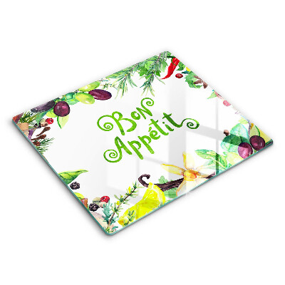 Placă sticla protectie aragaz Inscripție bon appetit