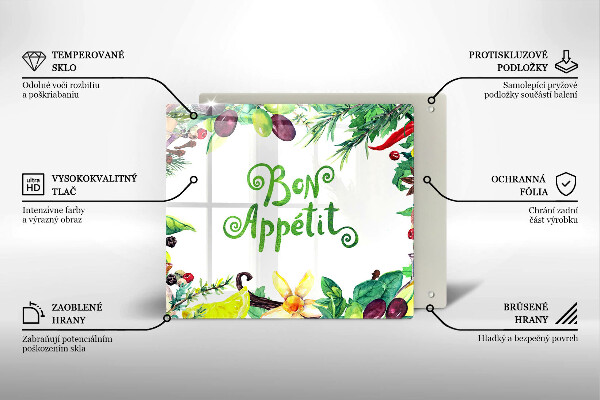 Placă sticla protectie aragaz Inscripție bon appetit