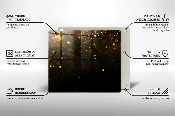 Placă sticla protectie aragaz Sclipici auriu