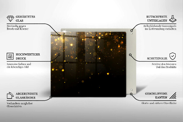 Placă sticla protectie aragaz Sclipici auriu
