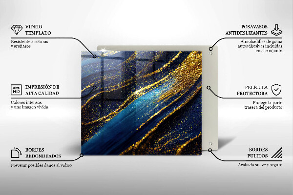 Placă sticla protectie aragaz Abstracție bleumarin