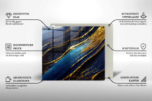 Placă sticla protectie aragaz Abstracție bleumarin