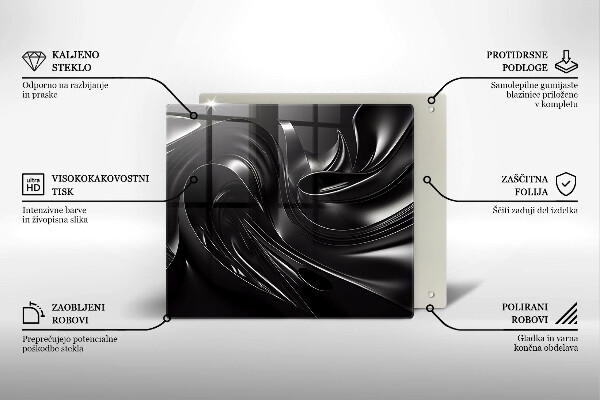 Placă sticla protectie aragaz Masă neagră abstractă