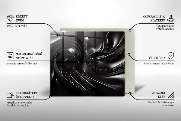 Placă sticla protectie aragaz Masă neagră abstractă