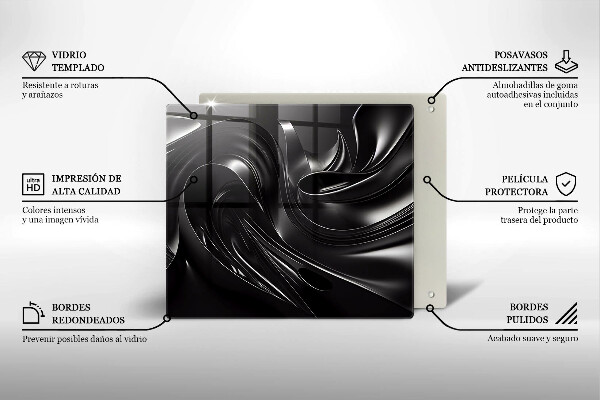 Placă sticla protectie aragaz Masă neagră abstractă