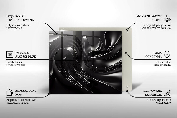 Placă sticla protectie aragaz Masă neagră abstractă