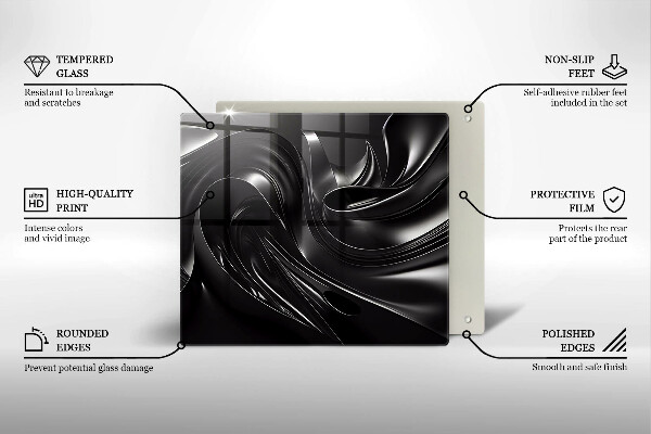 Placă sticla protectie aragaz Masă neagră abstractă