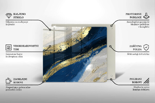 Placă sticla protectie aragaz Textura cu aur