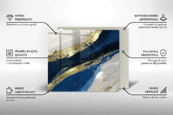 Placă sticla protectie aragaz Textura cu aur