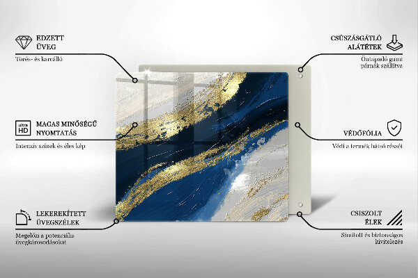 Placă sticla protectie aragaz Textura cu aur