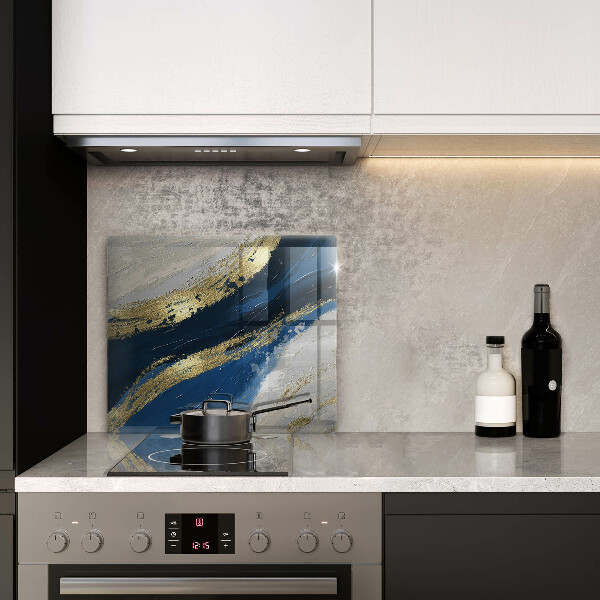 Placă sticla protectie aragaz Textura cu aur