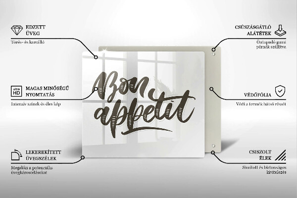 Placă protecție plita Nápis bon appetit