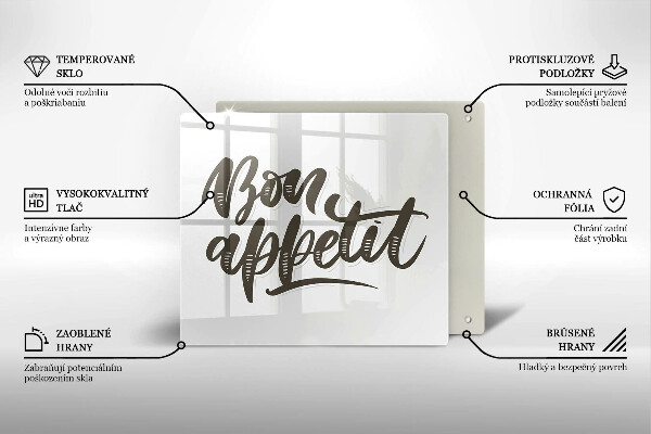 Placă protecție plita Nápis bon appetit