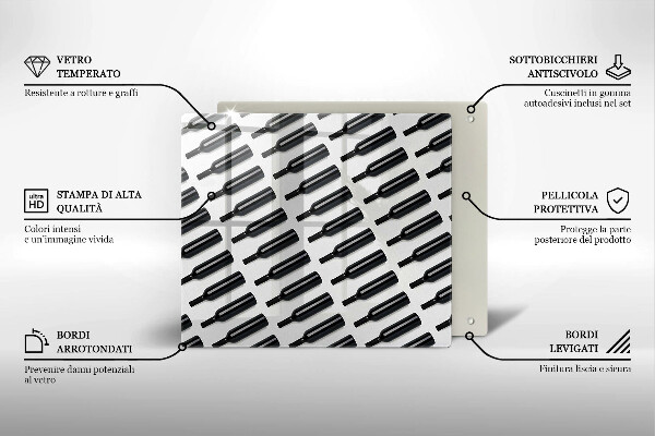Placă protecție plita Sticle de vin negru