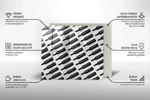 Placă protecție plita Sticle de vin negru