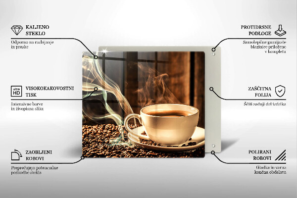 Placă protecție plita Ceașcă și boabe de cafea