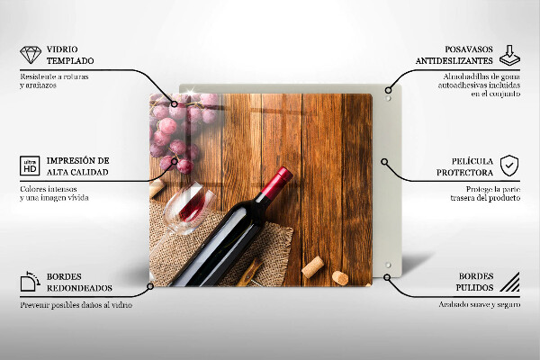 Placă protecție plita O sticlă de vin roșu