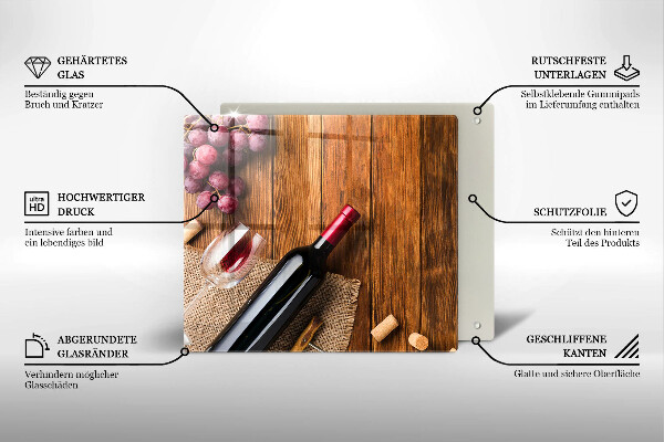 Placă protecție plita O sticlă de vin roșu