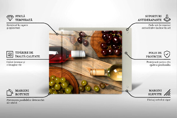 Placă de protecție pentru aragaz Sticle de vin și struguri