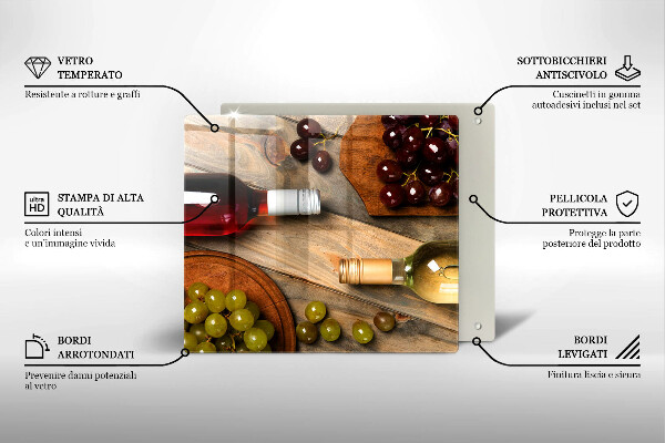Placă de protecție pentru aragaz Sticle de vin și struguri