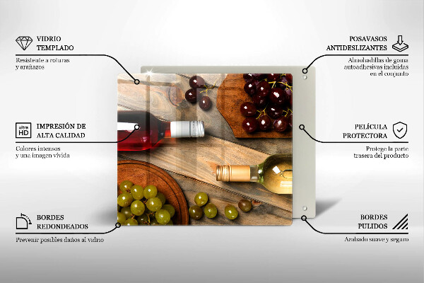 Placă de protecție pentru aragaz Sticle de vin și struguri